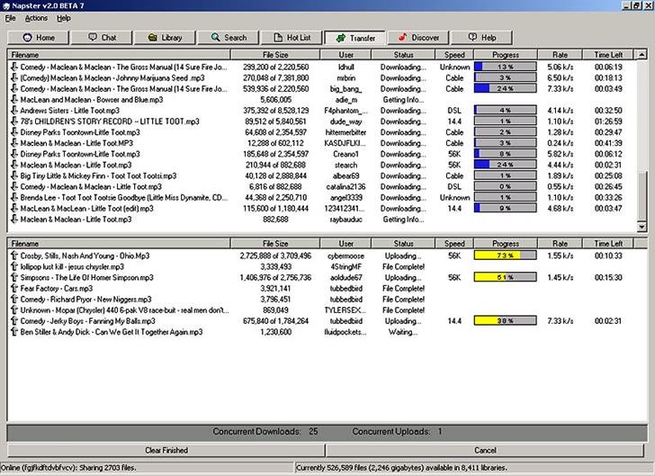 Napster Page Screenshot